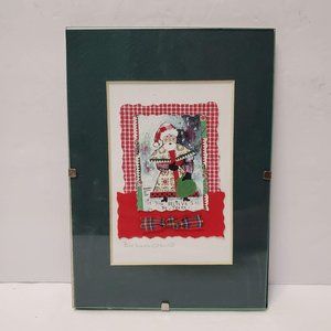 Original Art Collage, signed by California Artist Barbara Olsen, Christmas Santa